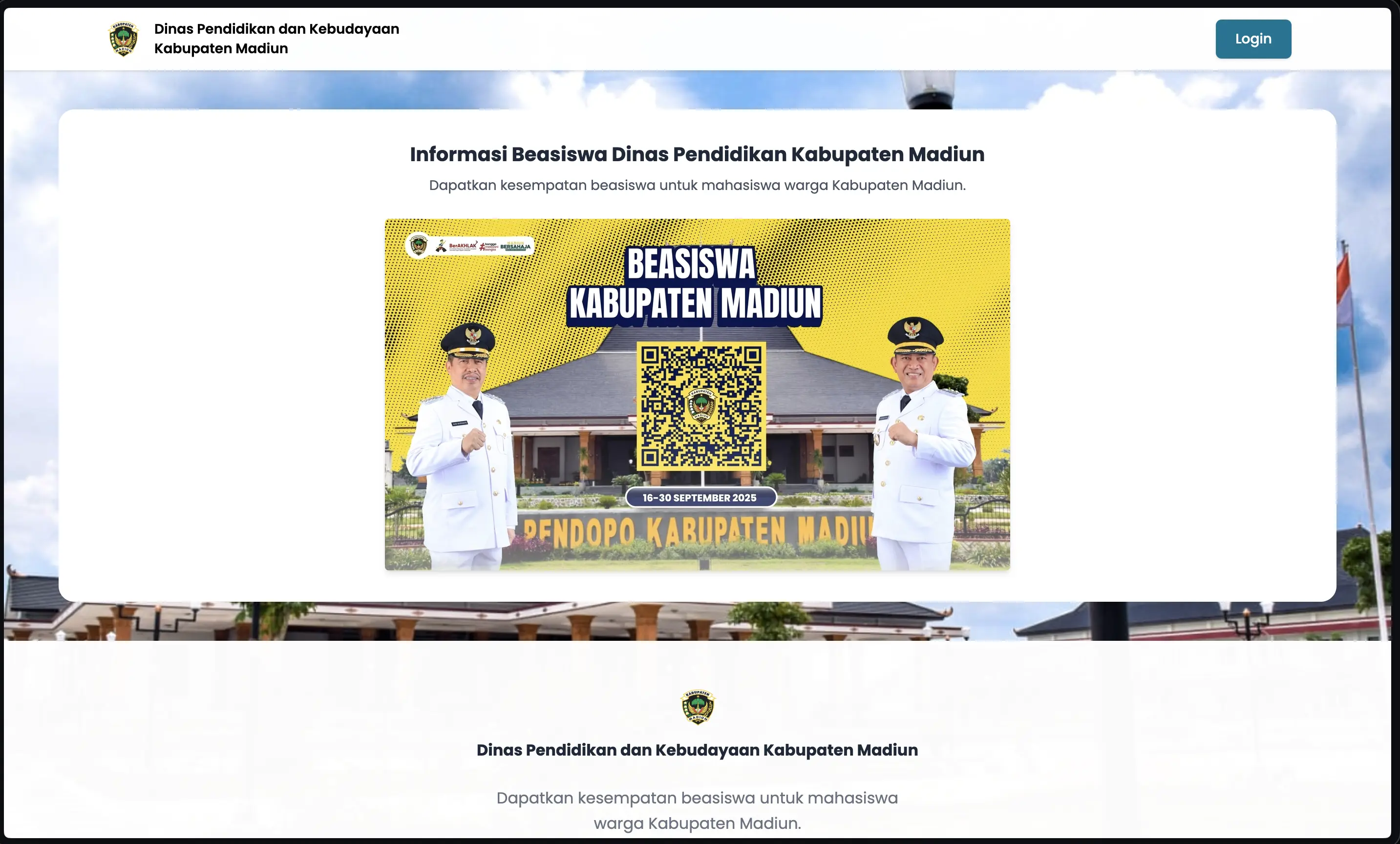 Tampilan Dashboard Verifikasi Beasiswa BKK